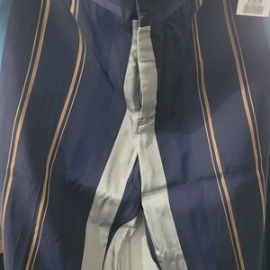 Tiger of Sweden Navy and Gold Striped Dress Pants